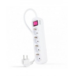 regleta con interruptor nanocable 10370004 4 tomas de corriente cable 14m blanca