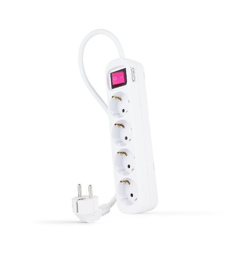 regleta con interruptor nanocable 10370004 4 tomas de corriente cable 14m blanca