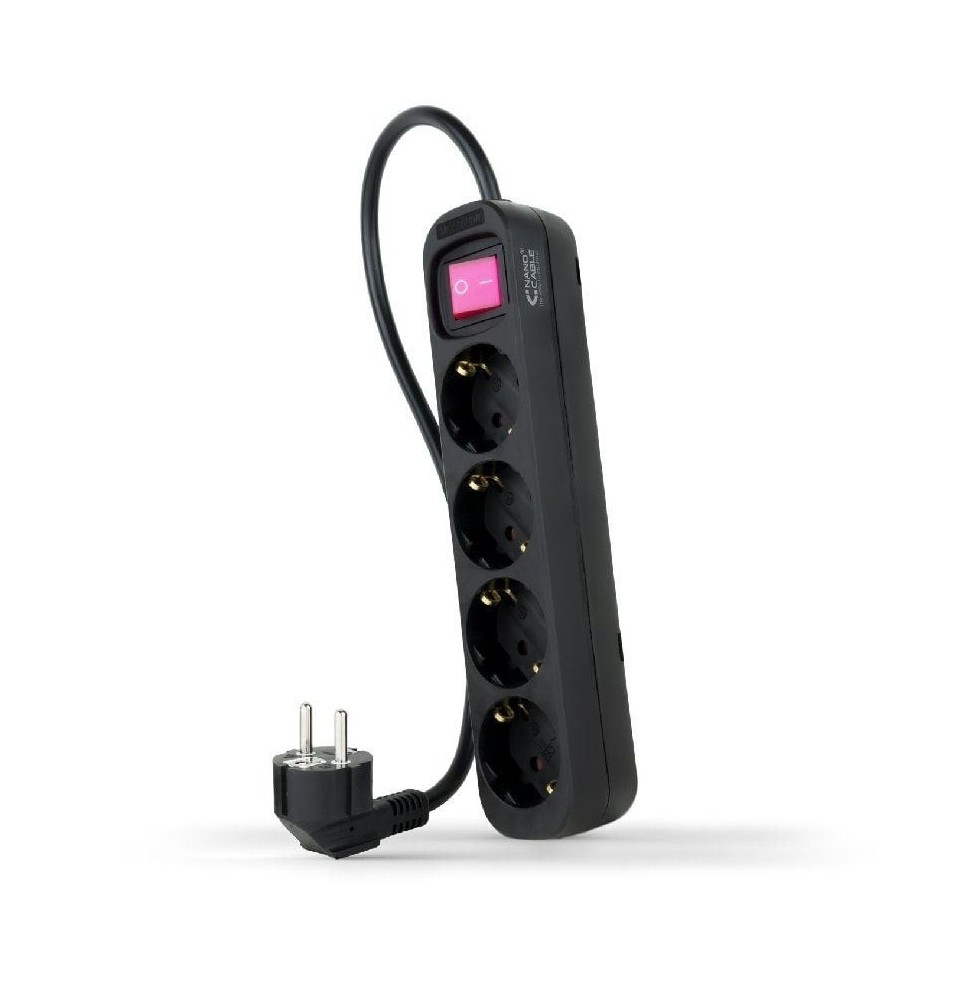 regleta con interruptor nanocable 10370004bk 4 tomas de corriente cable 14m negro