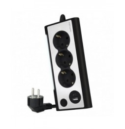 regleta con interruptor nanocable 10370013bk 3 tomas de corriente 1 usb 1 usb tipo c cable 15m negro