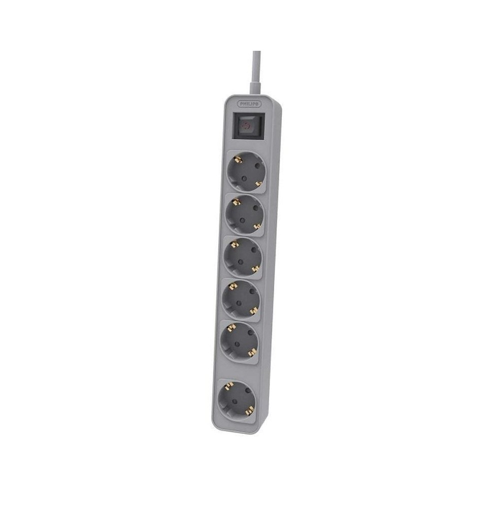 regleta con interruptor philips chp2164g10 6 tomas de corriente cable 15m gris