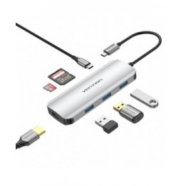 docking usb tipoc vention tojhb 1xhdmi 3xusb 1xusb tipoc 1xlector tarjetas gris