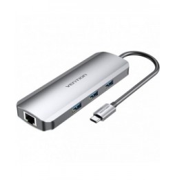 docking usb tipoc vention tolhb 1xhdmi 3xusb 1xusb tipoc pd 1xrj45 1xlector tarjetas sd 1x microsd jack 35 gris