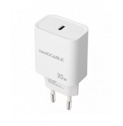 cargador de pared nanocable 10102009 1xusb tipoc 30w blanco