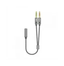 Cable estéreo aisens a128-0417/ jack 3.5 hembra - 2x jack 3.5 macho/ 25cm/ gris
