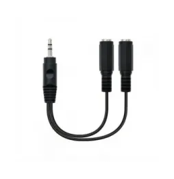 Cable estéreo nanocable 10.24.1200/ jack 3.5 macho - 2x jack 3.5 hembra/ 15cm/ negro