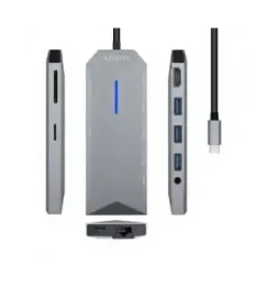 Docking usb tipo-c aisens asuc-9p001-gr/ 1xhdmi 4k/ 3xusb/ 1xrj45/ 1xaudio/ 1xlector tarjetas / 1xusb tipo-c pd/ gris