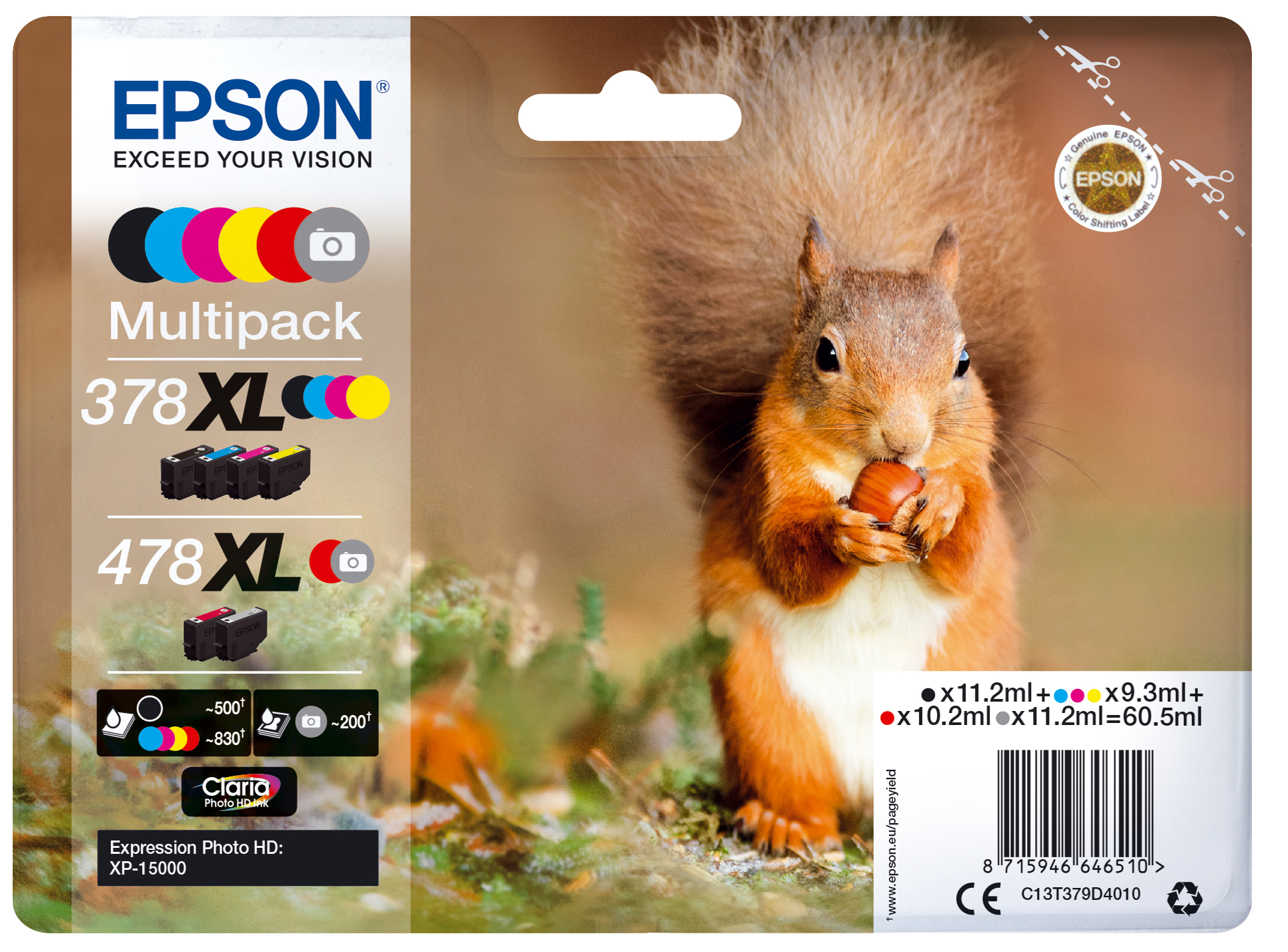 Epson ÷ Tinta original 378 xl / 478 xl multiplack 6 colores