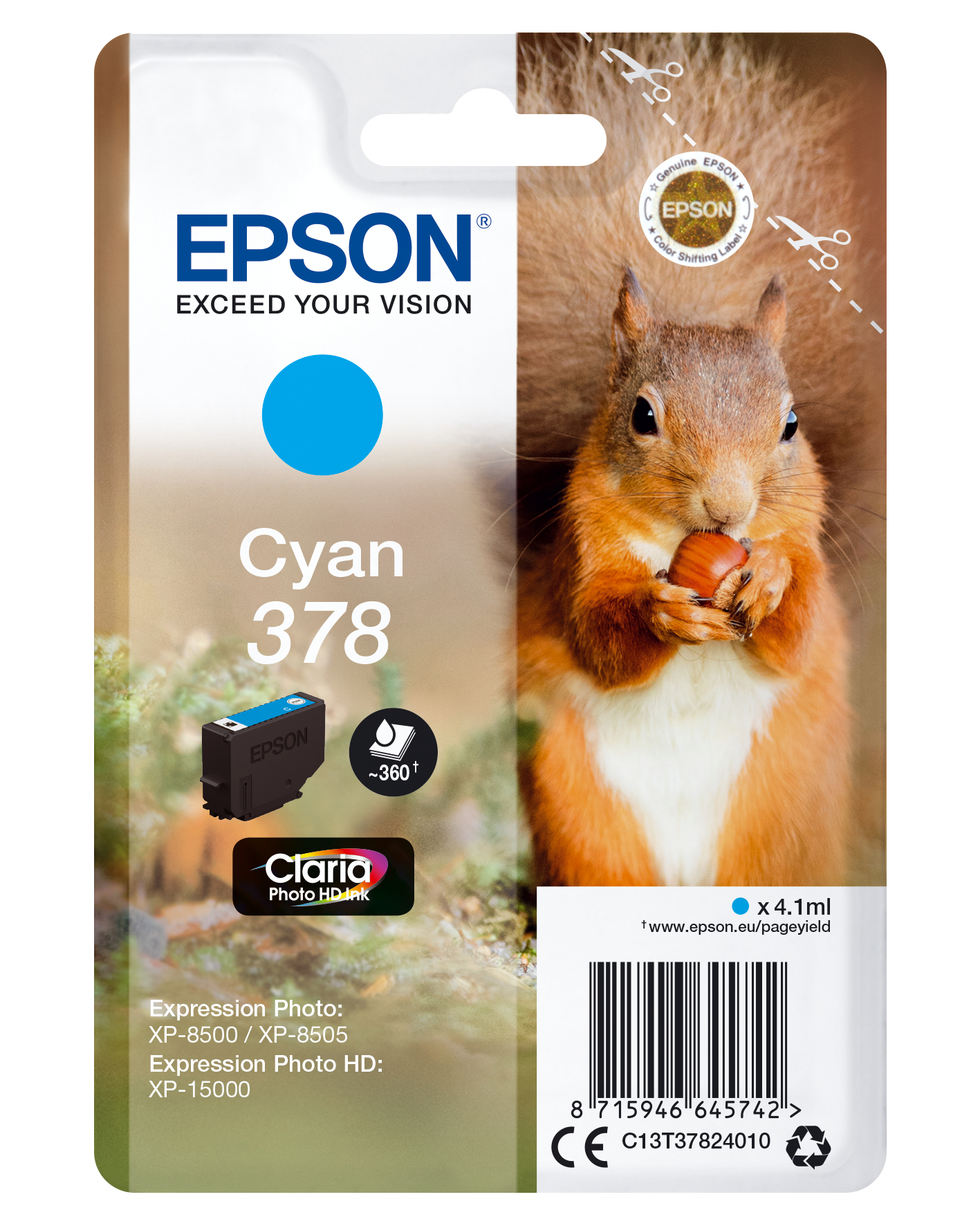 ÷ Tinta original epson t3782 cian c13t37824010 4.1ml