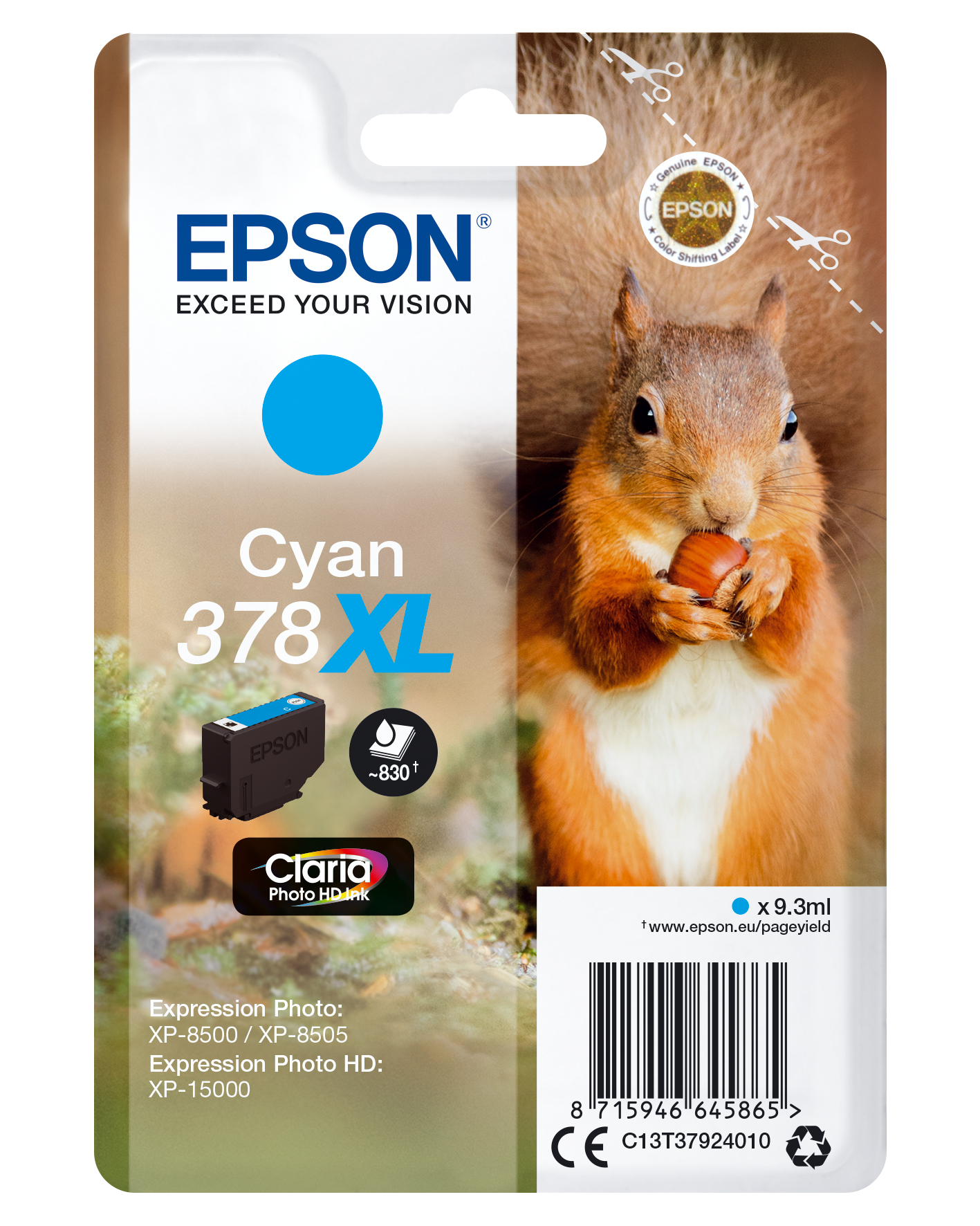 ÷ Tinta original epson t3792 xl cian c13t37924010 9.3ml