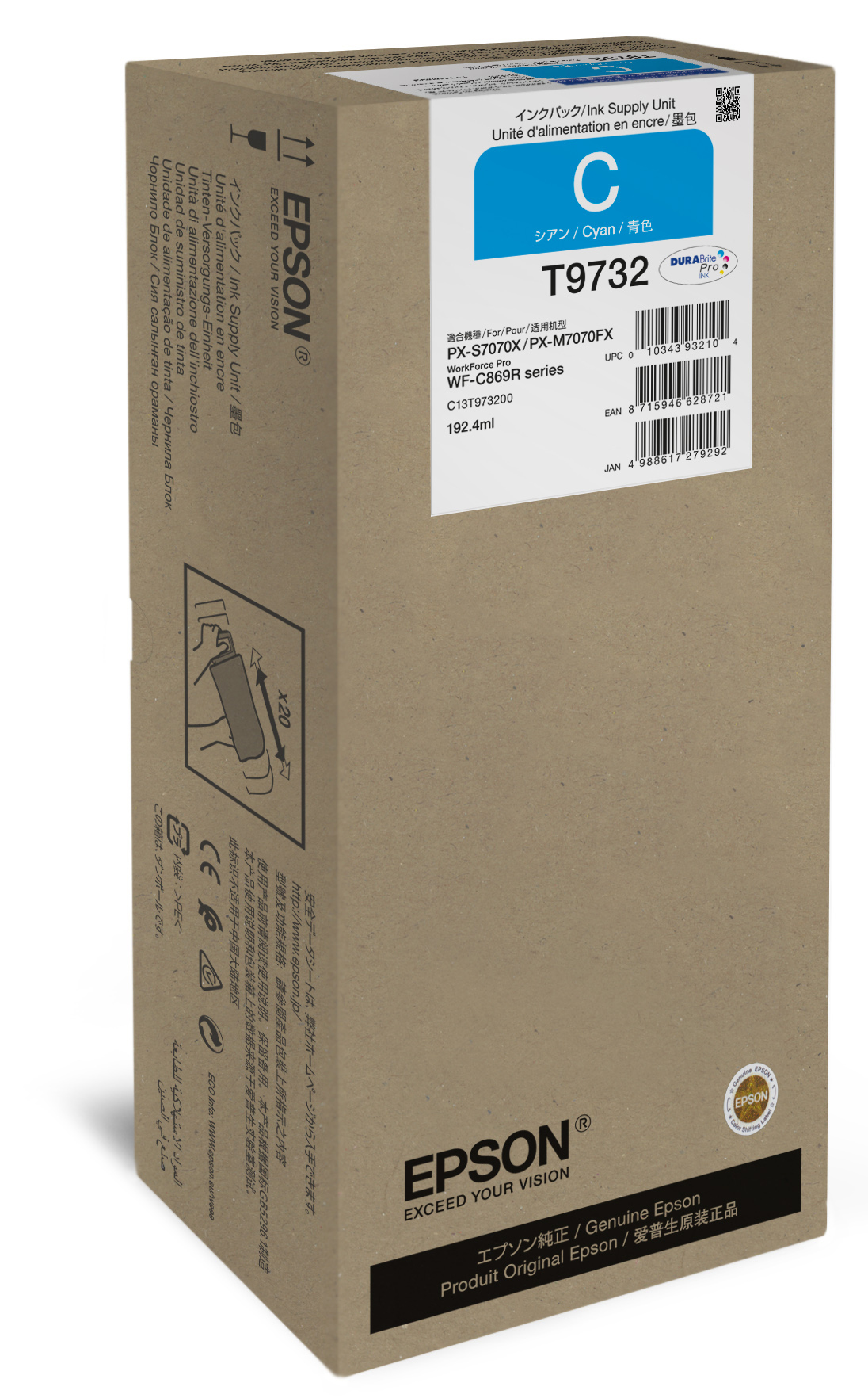 ÷ Tinta original epson t9732 xl cian c13t973200 22.000 páginas