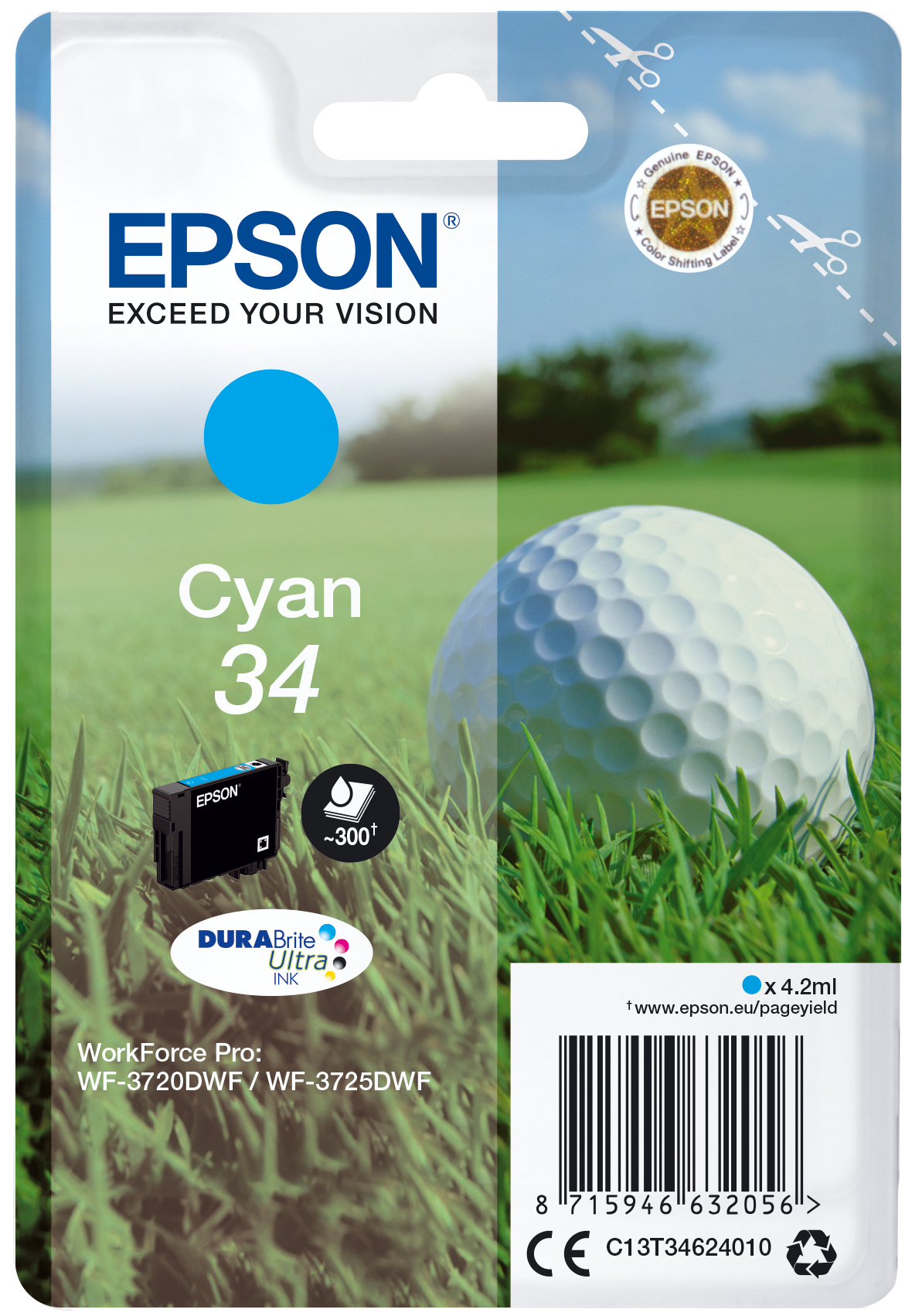 ÷ Tinta original epson t3462 cian c13t34624010 4.2ml