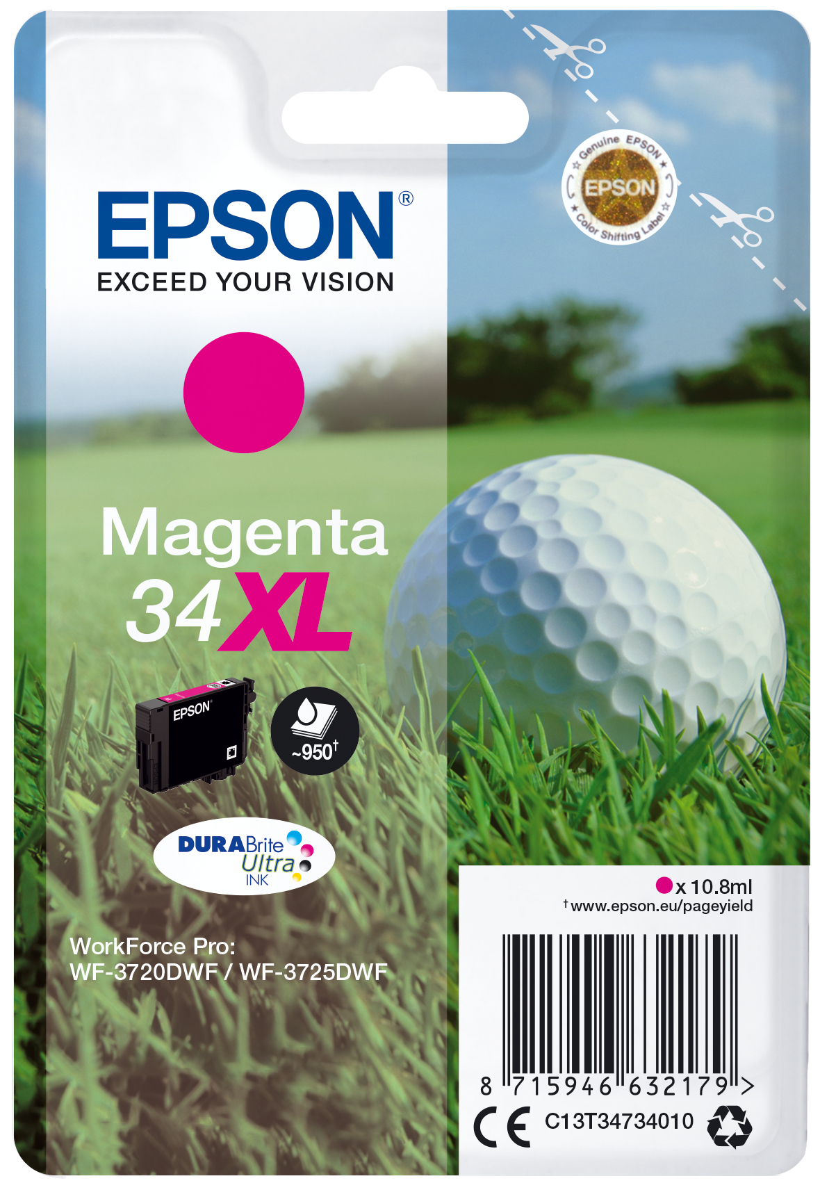 ÷ Tinta original epson t3473 xl magenta c13t34734010 16.3m