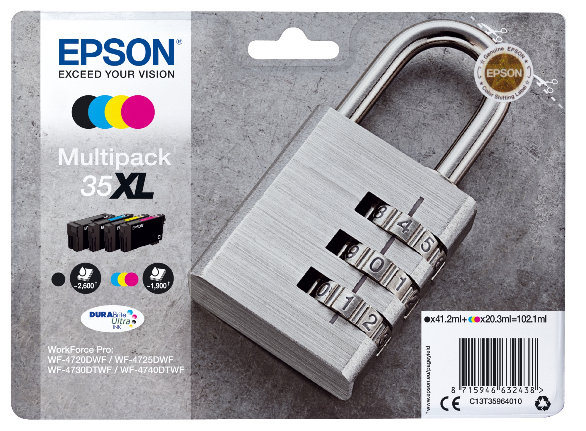 Epson ÷ Tinta original t3596 xl multipack 4 colores c13t35964010