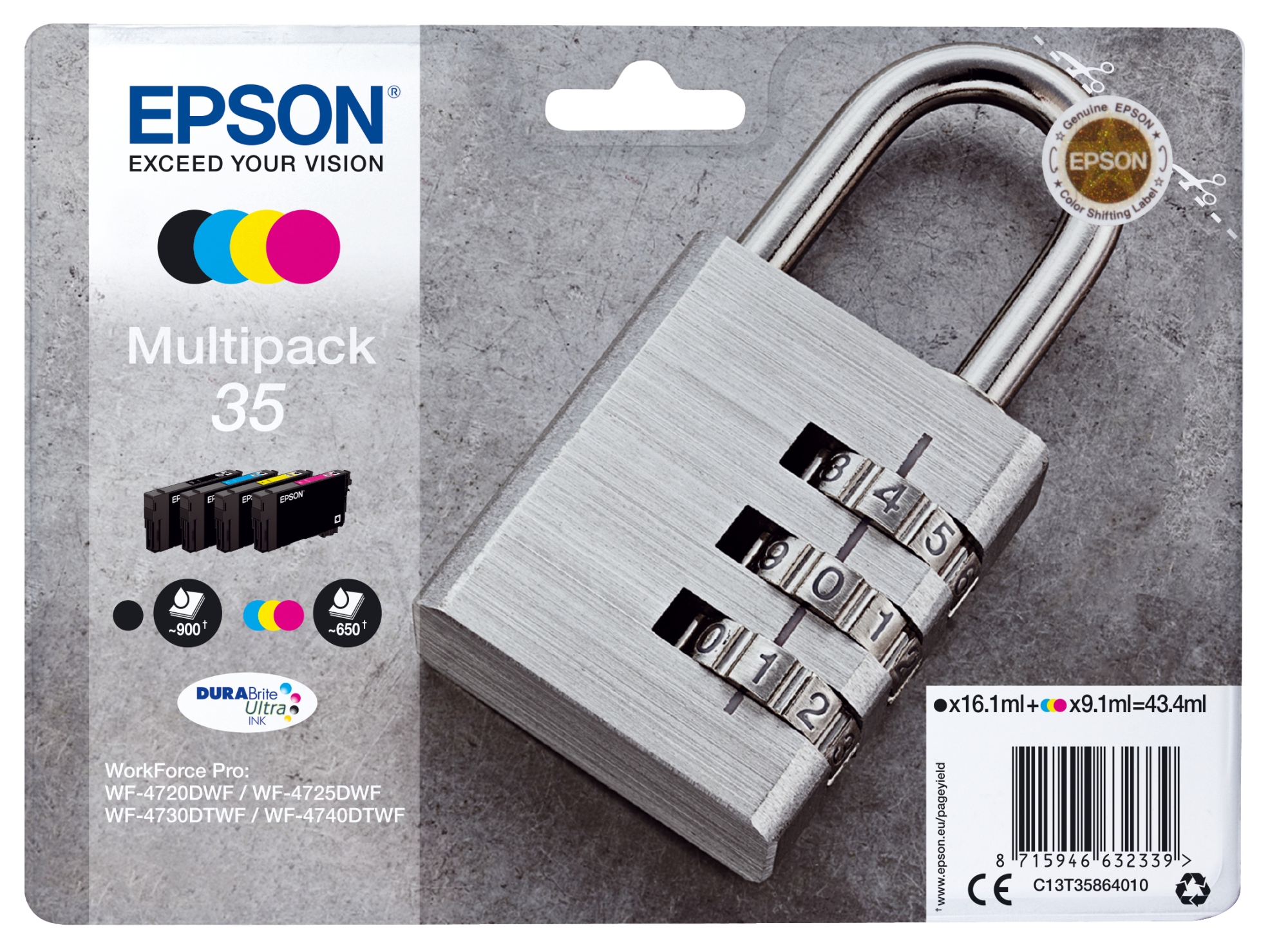 Epson ÷ Tinta original t3586 multipack 4 colores c13t35864010