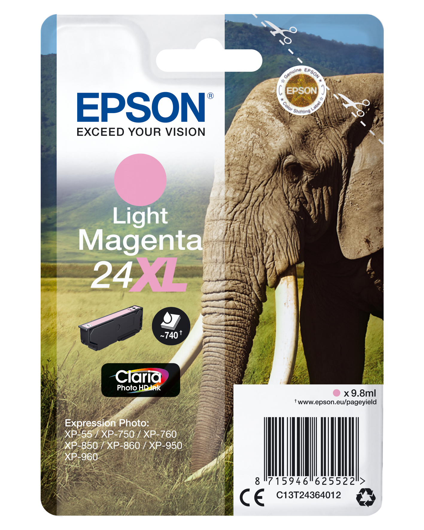÷ Tinta original epson t2436 xl magenta claro c13t24364012 9.8ml