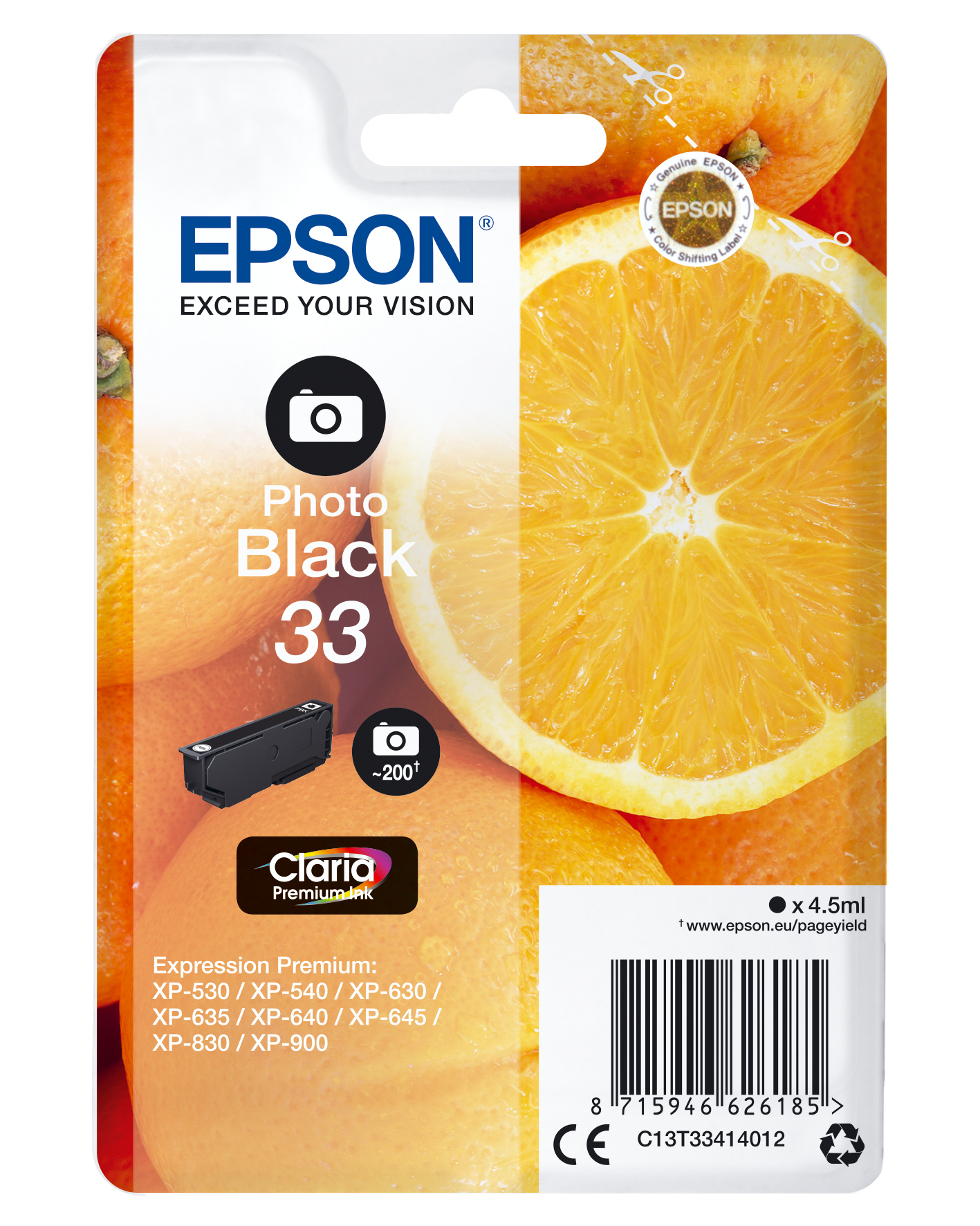 ÷ Tinta original epson t3341 negro c13t33414012 4.5ml