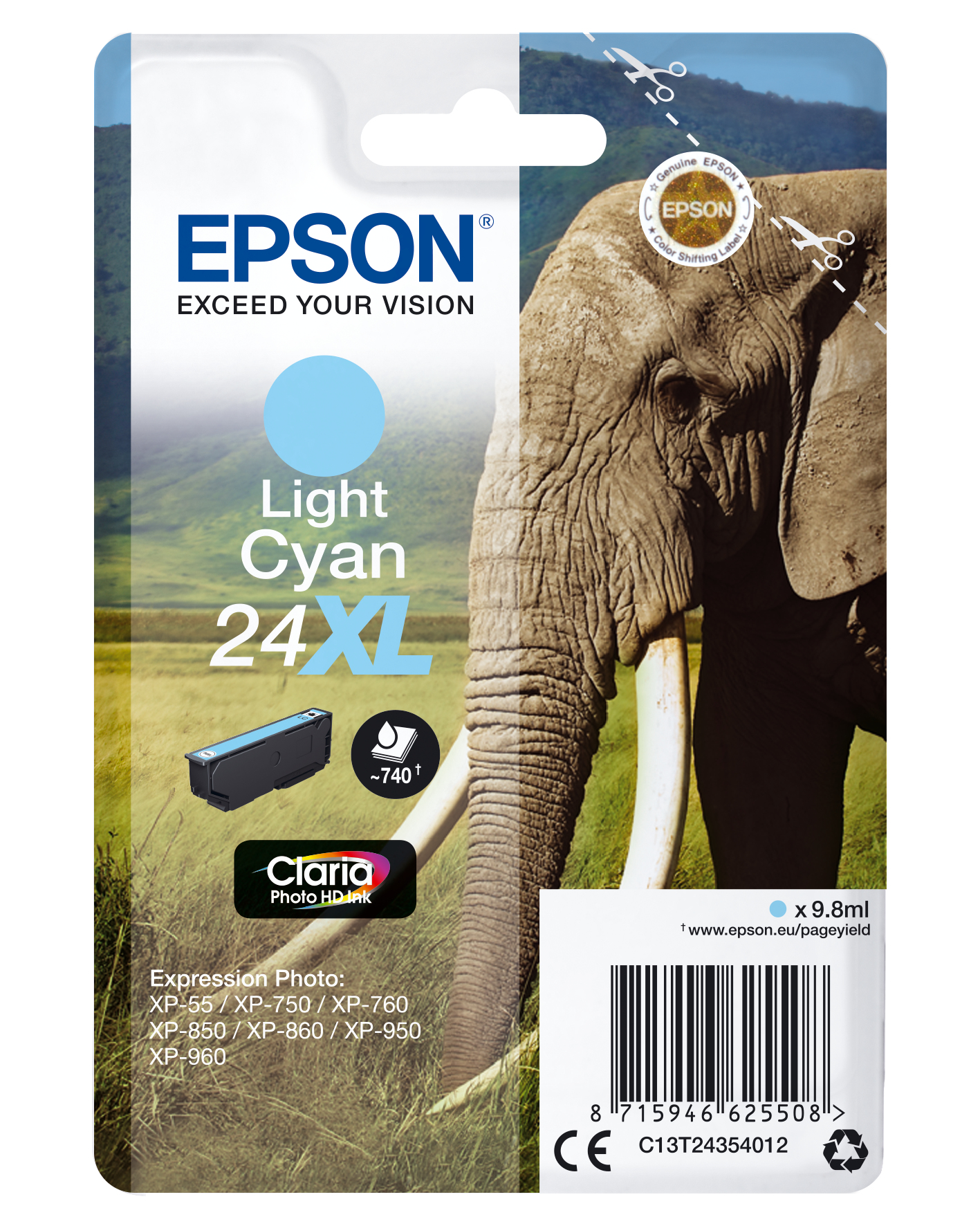 ÷ Tinta original epson t2435 xl cian claro c13t24354012 9.8ml