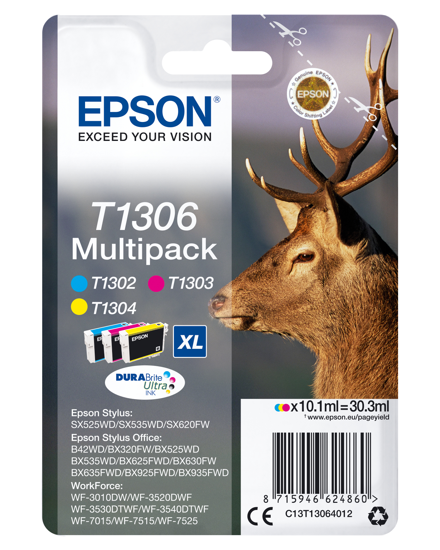 Epson ÷ Tinta original t1306 multipack 3 colores c13t13064012