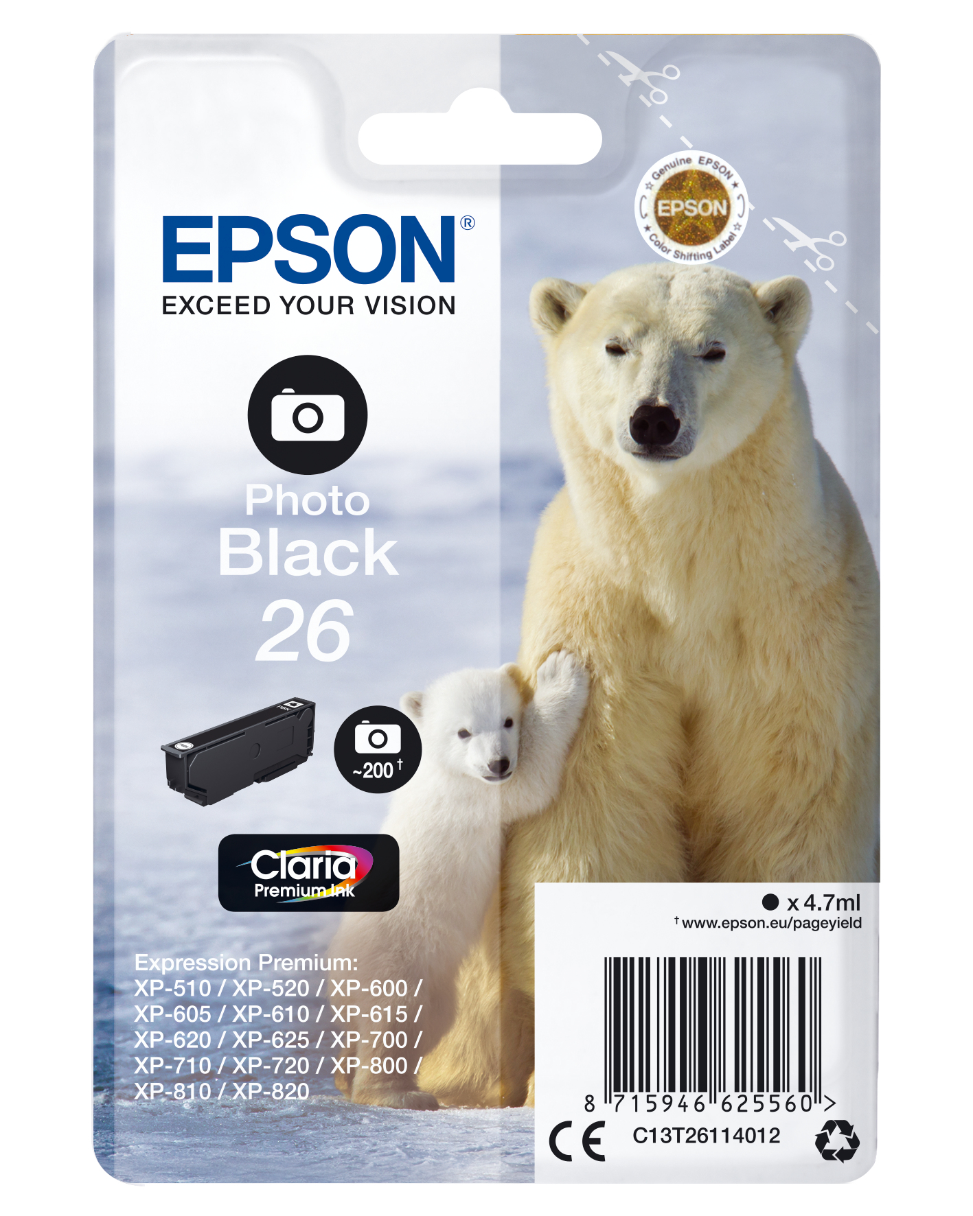 ÷ Tinta original epson t2611 negro foto c13t26114012 4.7ml