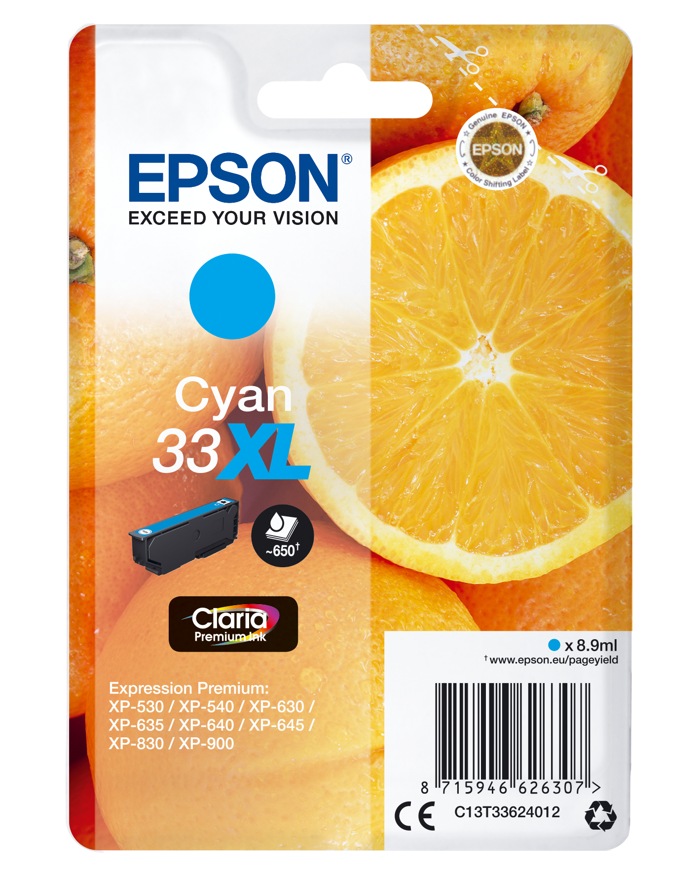 ÷ Tinta original epson t3362 xl cian c13t33624012 8.9ml