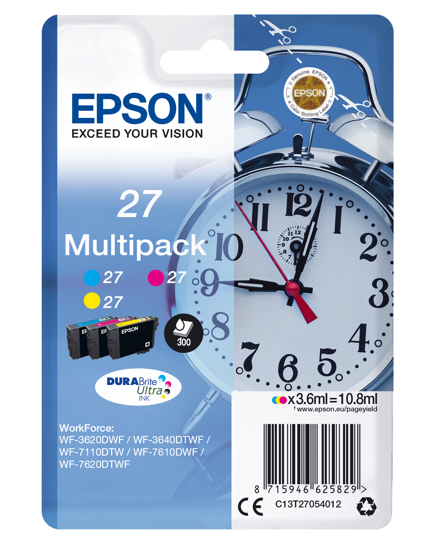 Tecnología Epson ÷ Tinta original t2705 multipack 3 colores c13t27054012