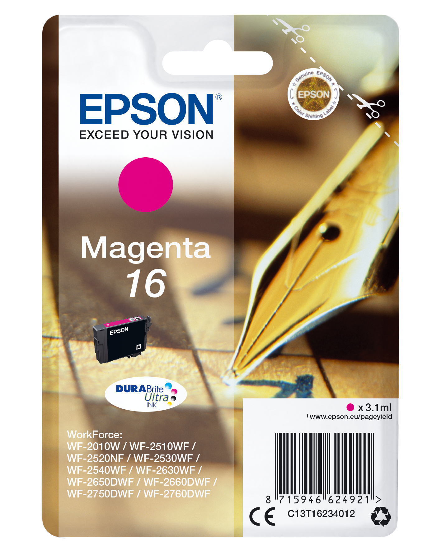 ÷ Tinta original epson t1623 magenta c13t16234012 3.1ml