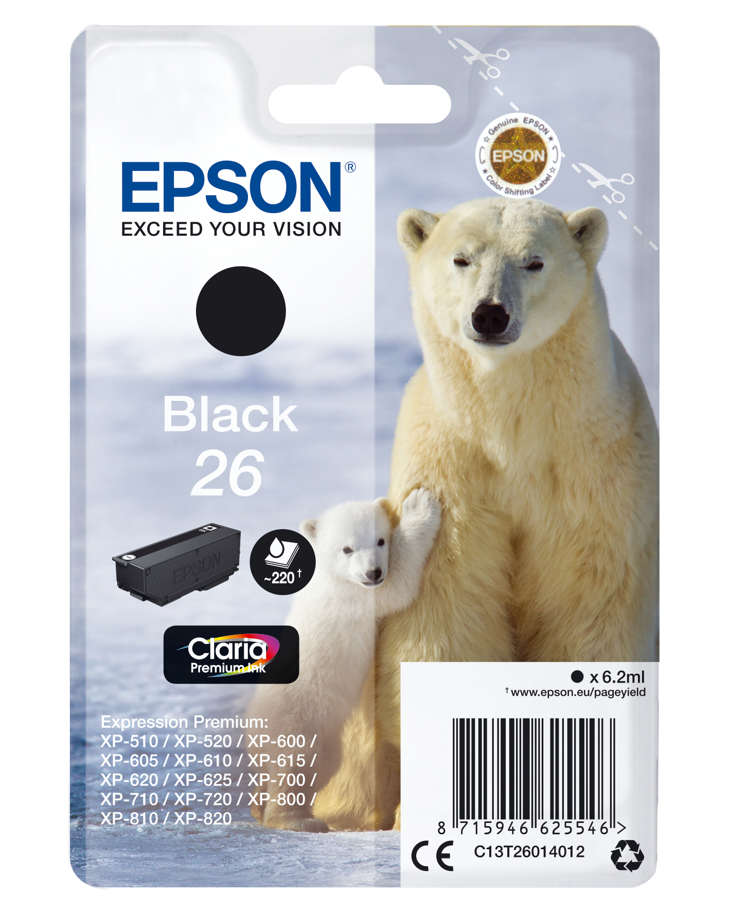 ÷ Tinta original epson t2601 negro c13t26014012 6.2ml