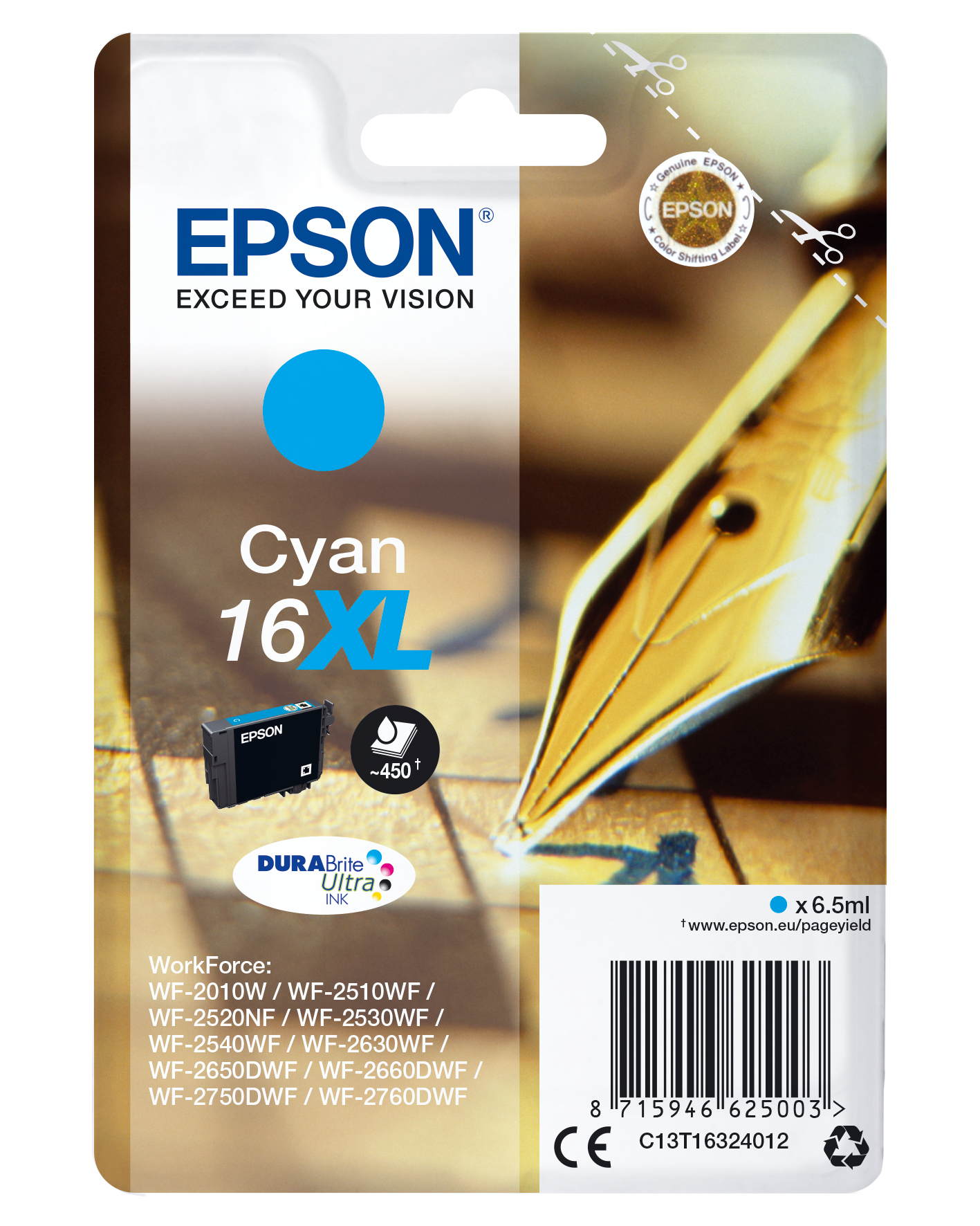 ÷ Tinta original epson t1632 xl amarillo c13t16324012 6.5ml