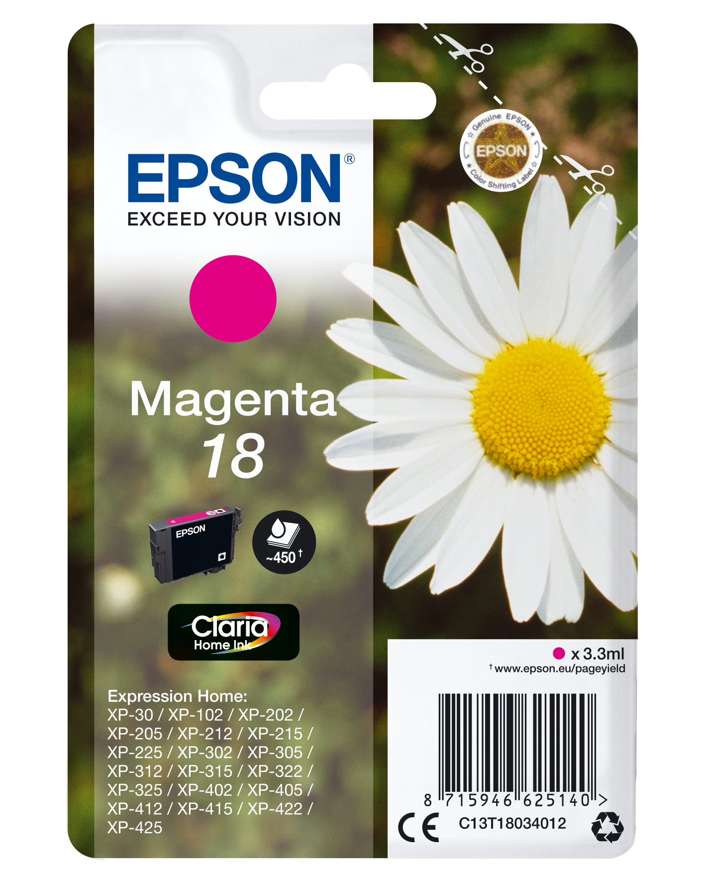 ÷ Tinta original epson t1803 magenta c13t18034022 3.3ml - con alarma