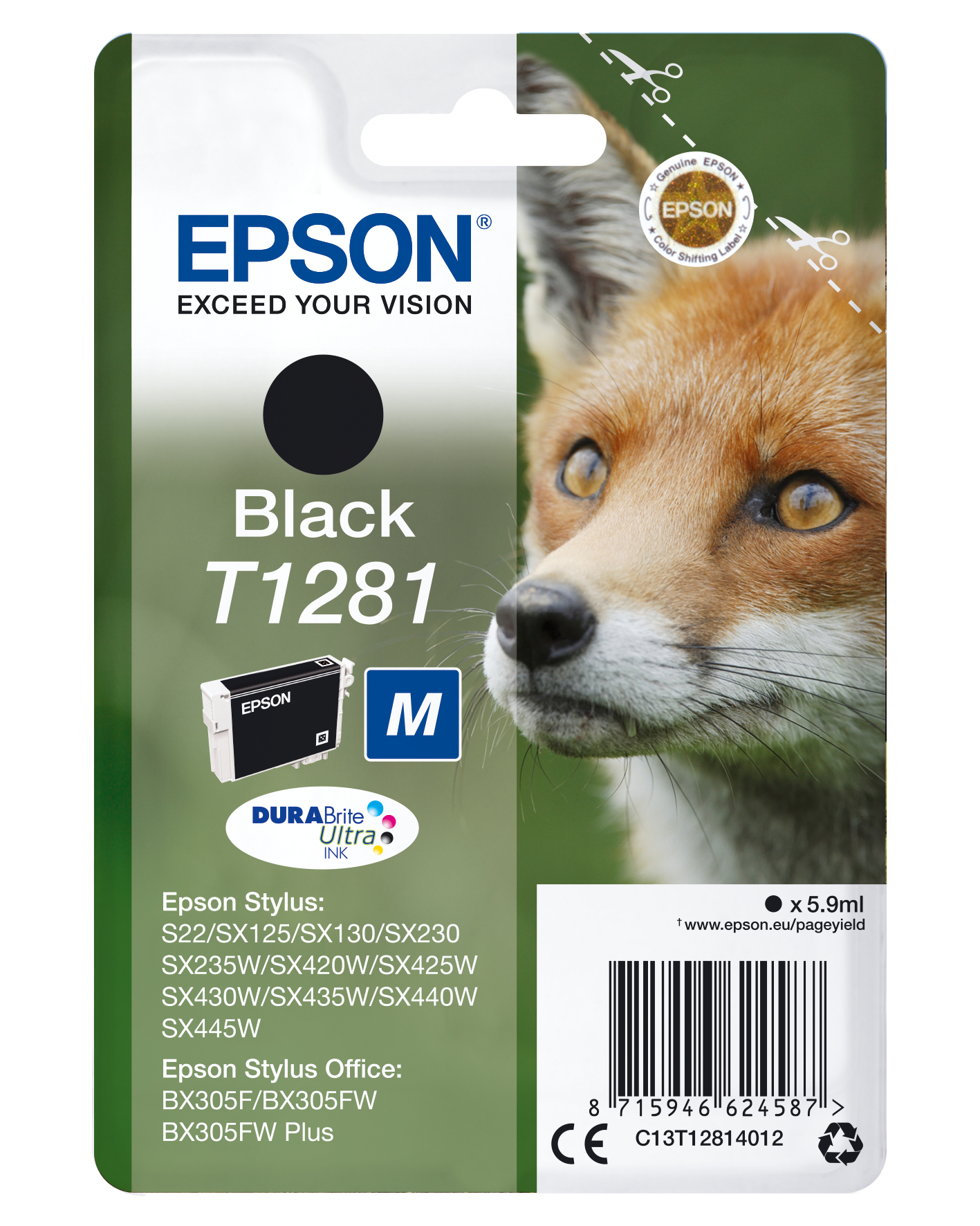 ÷ Tinta original epson t1281 negro c13t12814022 5.9ml - con alarma