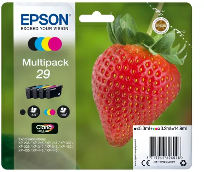 Epson ÷ Tinta original t2986 multipack 4 colores c13t29864022 - con alarma