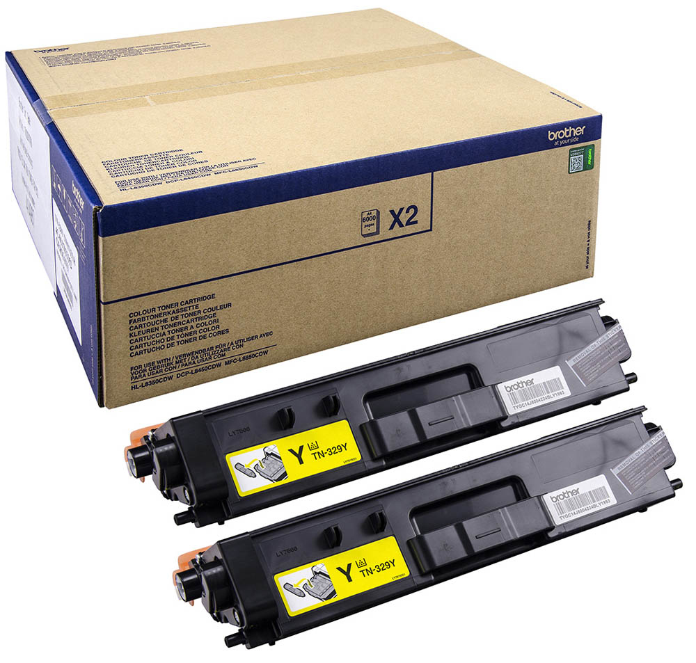 ÷ Pack 2 unidades tóner original brother tn-329y amarillo 12.000 páginas