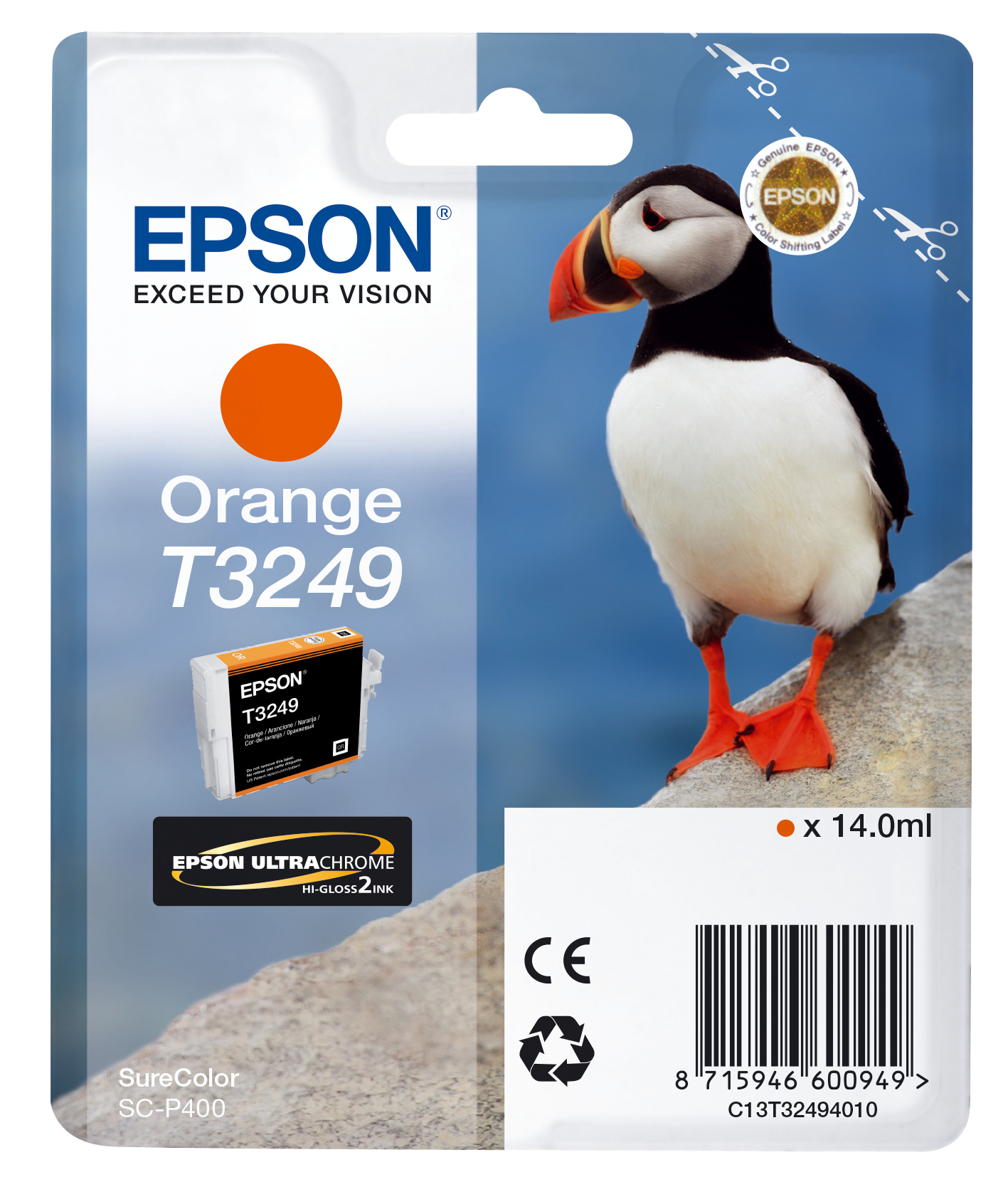 ÷ Tinta original epson t3249 naranja c13t32494010 14ml