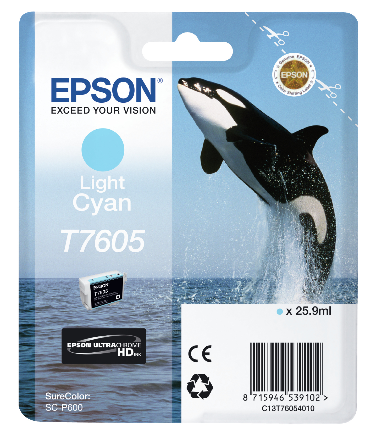 ÷ Tinta original epson t7605 cian claro c13t76054010 25.9ml