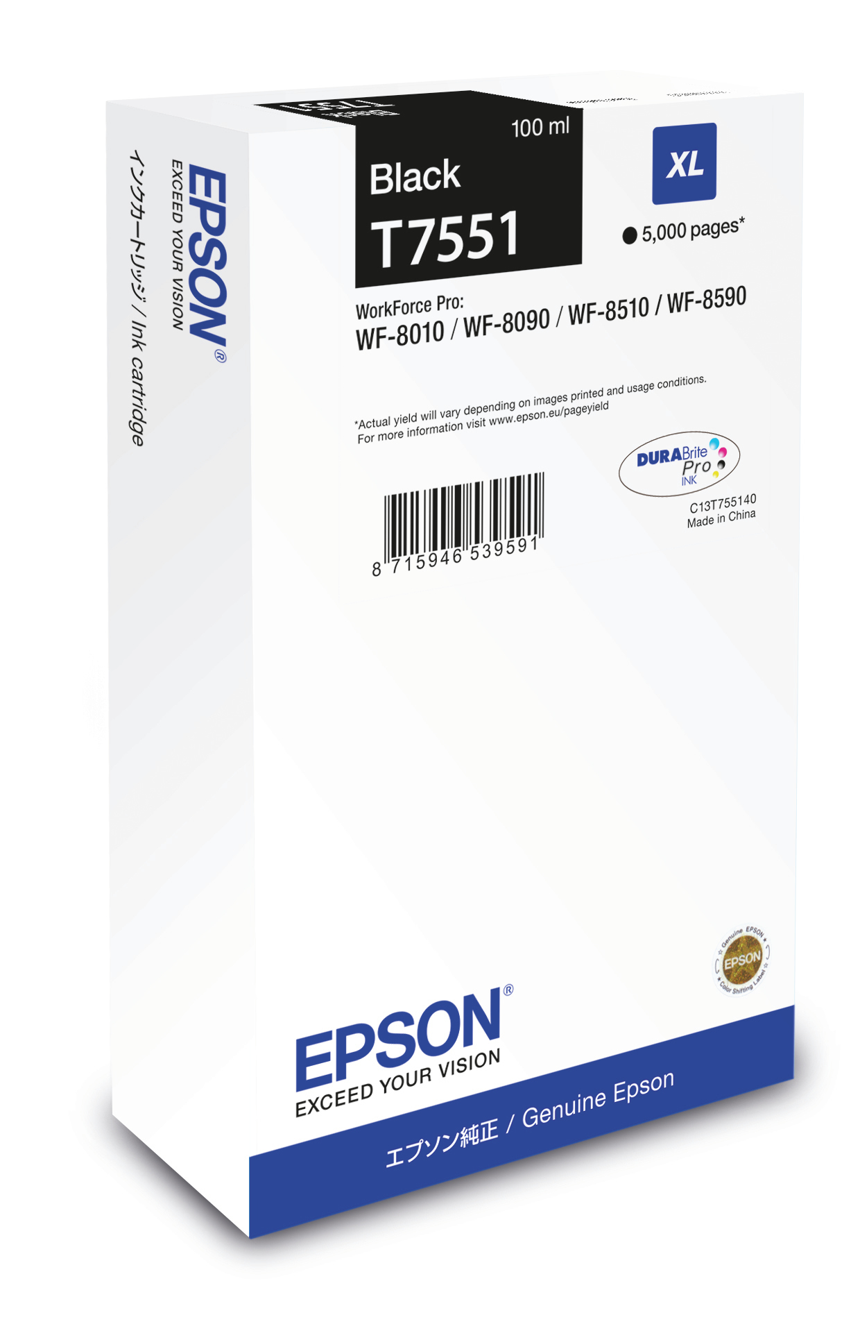 ÷ Tinta original epson t7551 xl negro c13t755140 100ml