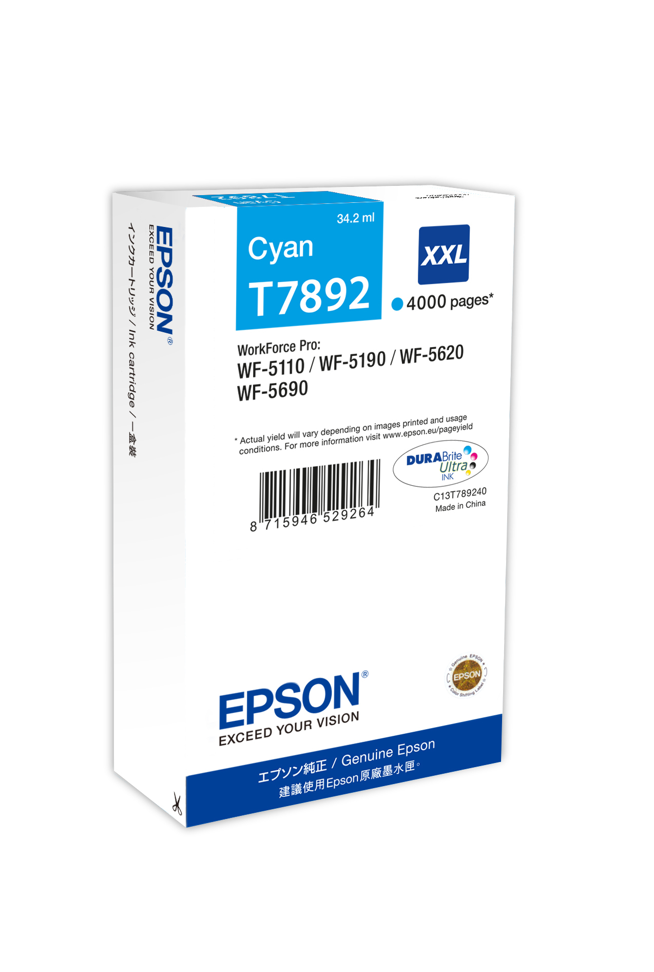 ÷ Tinta original epson t7892 xxl cian c13t789240 34.2ml