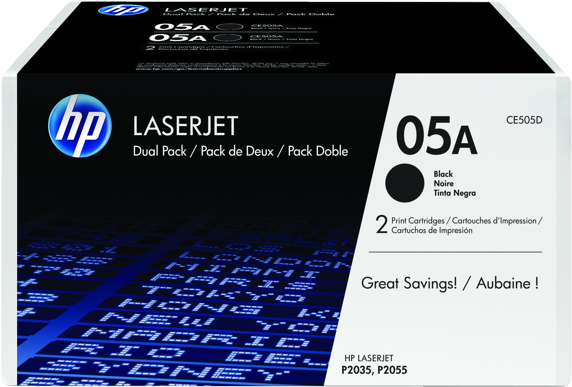÷ Pack 2 unidades tóner originales hp ce505d negro 05a 4.600 páginas