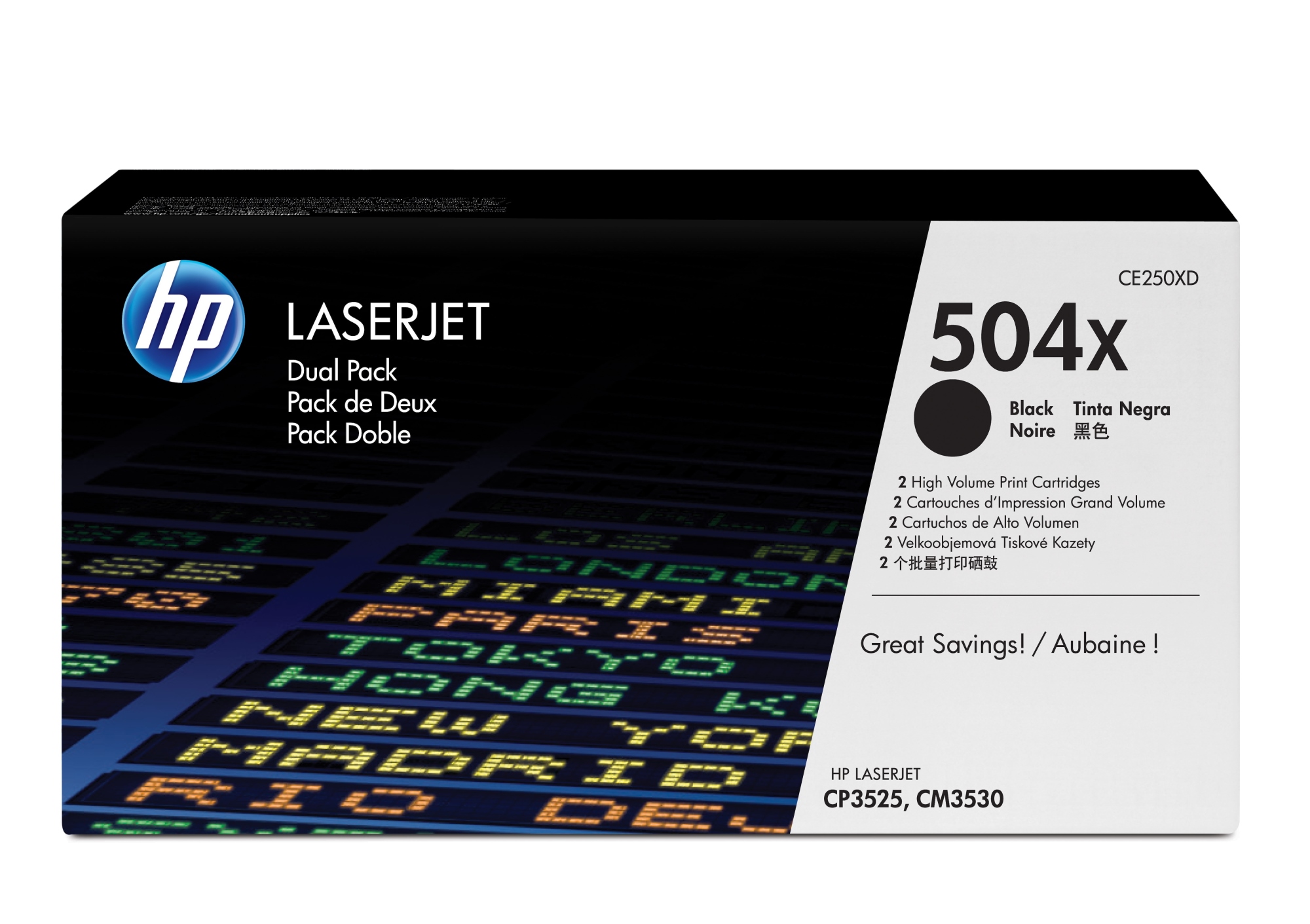 ÷ Pack 2 unidades tóner original hp ce250xd negro 504x 21.000 páginas