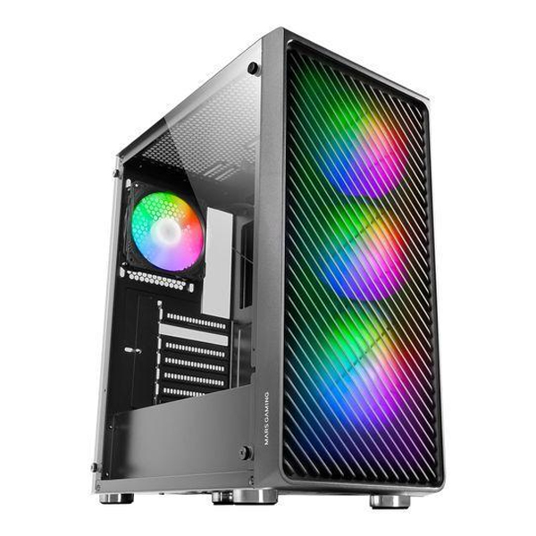 ÷ Caja atx mars gaming mc-f black frontal metal mesh 3 ventiladores argb 120mm +1 tra