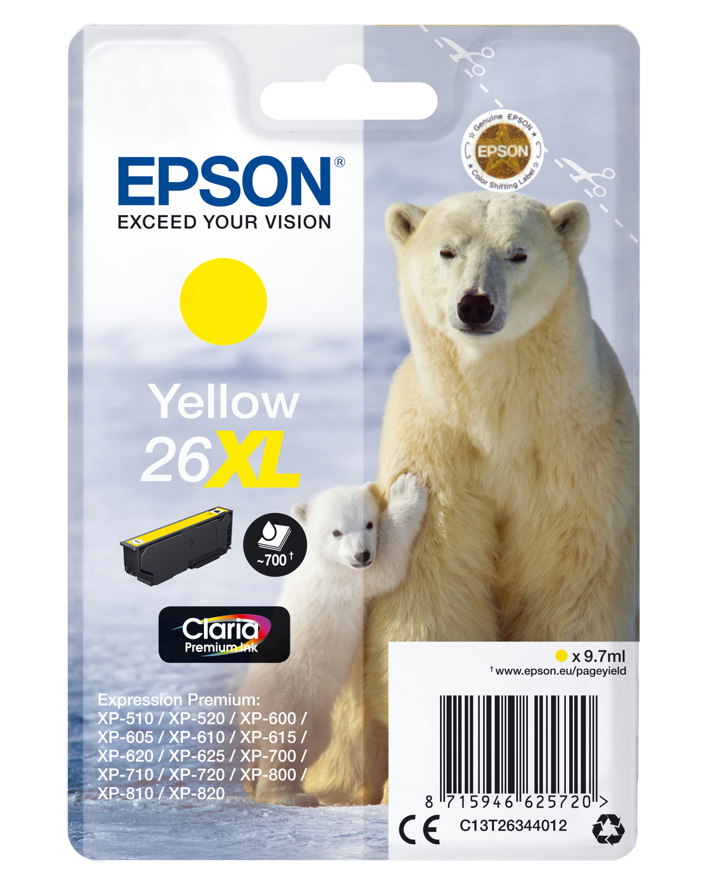 ÷ Tinta original epson t2634 xl amarillo c13t26344012 9.7ml