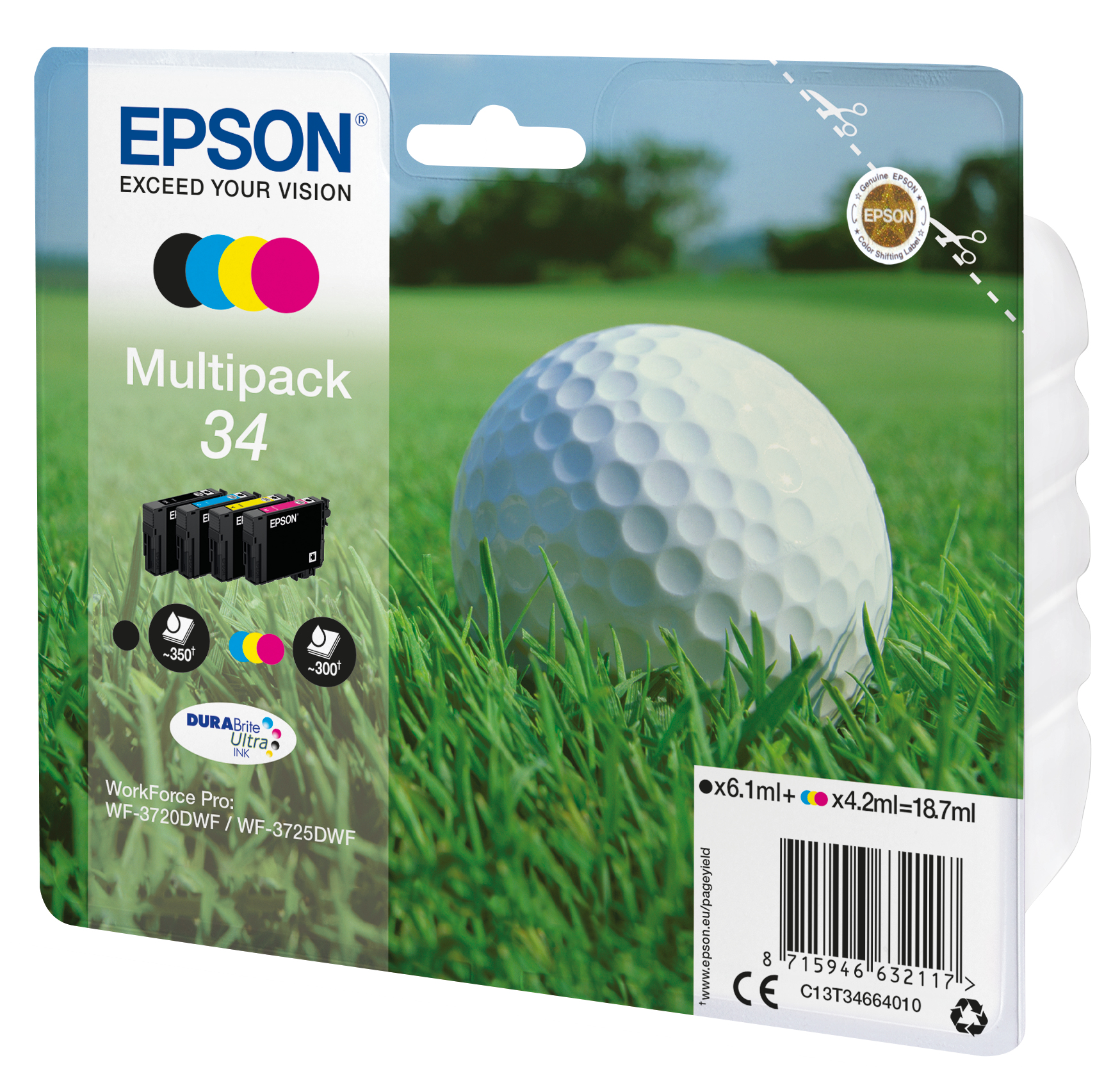÷ Tinta original epson t3466 multipack 4 colores c13t34664010