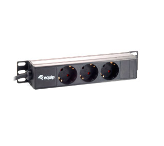 ÷ Regleta alimentacion aluminio rack 10\" 3 tomas 1u