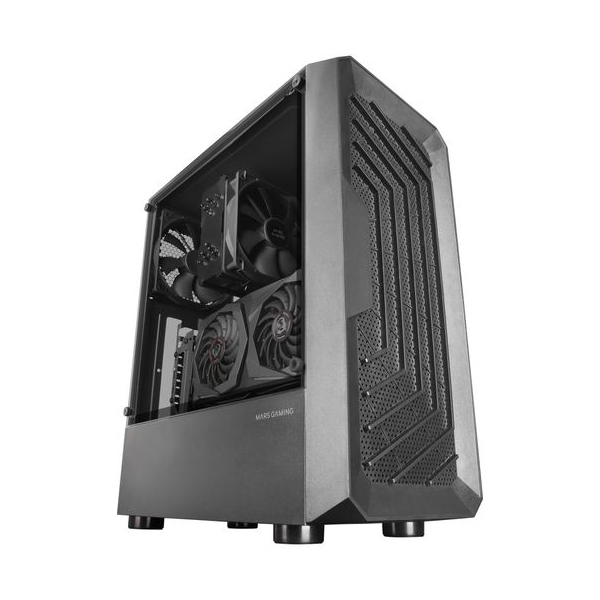 ÷ Caja atx mars gaming mc-2000 black frontal mesh ventana lateral camara dual sin fue