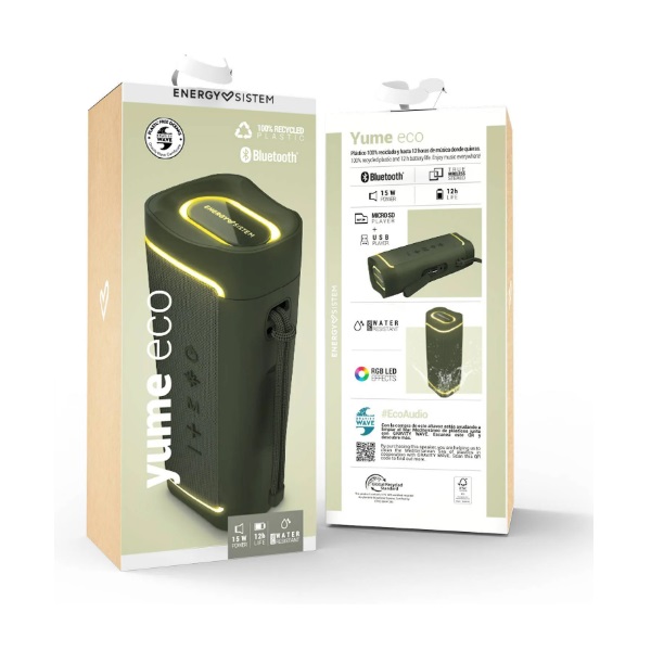 ÷ Altavoz bluetooth portable energy sistem yume eco true wireless bt 5.2 ipx6 potencia 15w usb/microsd