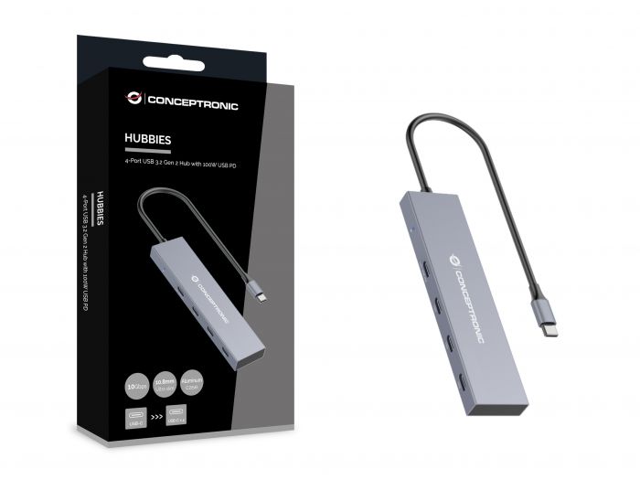 Conceptronic Hub USB 3.2 HUBBIES14G 4 Puertos – USB-C