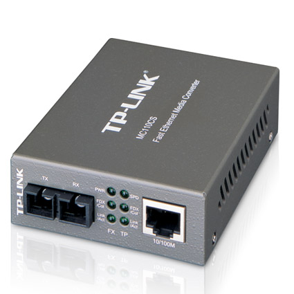 ÷ Convertidor fibra tp-link mc110cs rj45 eth a fibra monomodo sc 100mb fullduplex hasta 20km montaje e