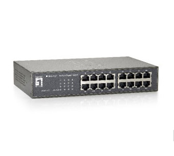 ÷ Switch level one no gestion 16p 10/100/1000 mini con kit montaje rack 19\"