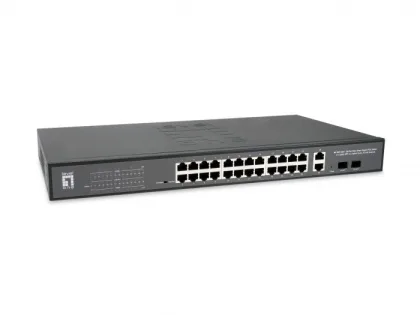 Level One ÷ gep-2841 POE websmart 24p 10/100/1000 POE 375w + 2 uplink SFP + 2 uplink – RJ45