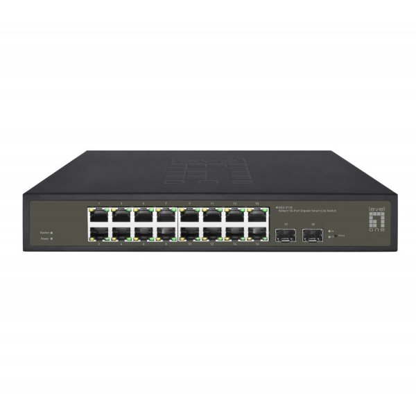 ÷ Switch semigestionable level one hilbert 16p giga + 2p sfp giga carcasa metalica